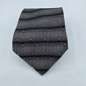 Mens Necktie Villa bugatti Vintage geometric 100% silk, Black Grey 58 By 4In